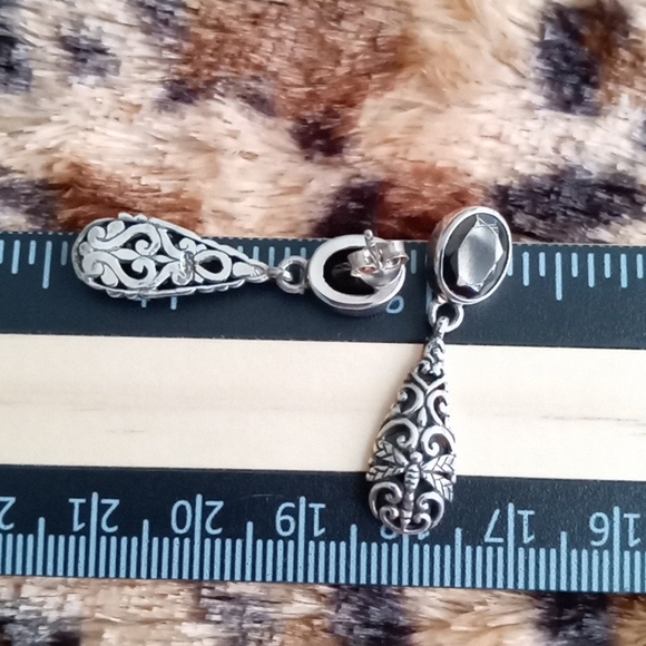 BALI LEGACY SILVER SHUNGITE EARRINGS WITH DRAGONFLY - Picture 4 of 5